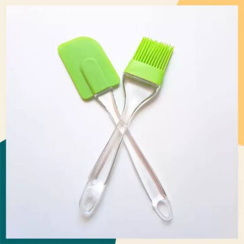 SPATULA SILIKON DAN KUAS SILIKON SATU SET ISI 2 / KUAS MENTEGA / SPATULA KUE