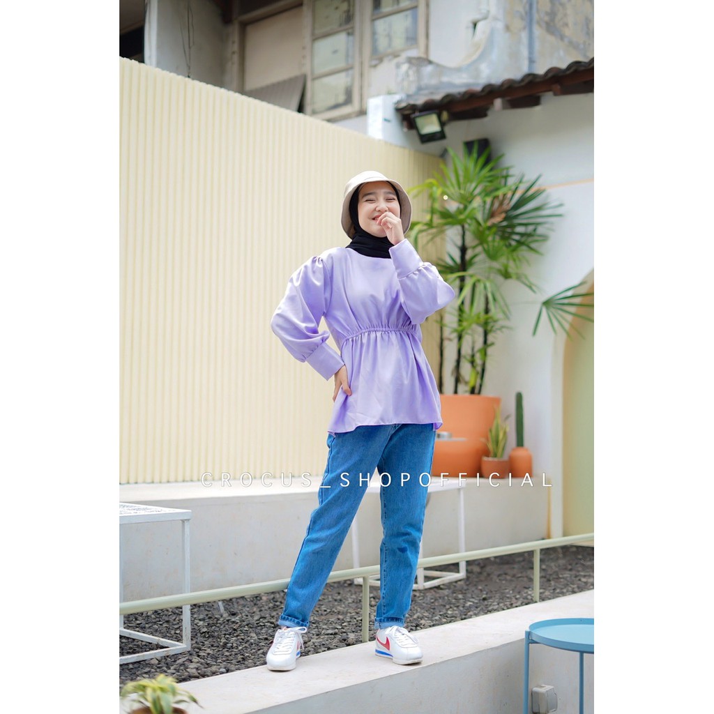 [ 𝐂𝐫𝐨𝐜𝐮𝐬 ]  Zafir Top / Costa Daren Serut Blouse Moscrepe-4