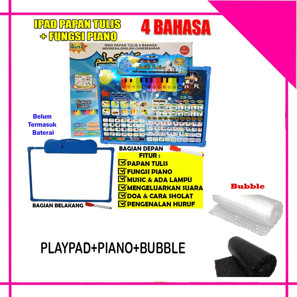 E Book Muslim 4 Bahasa + LED e-book Mainan Anak Buku Pintar Ebook Buku Muslim Elektronik PLAYPAD