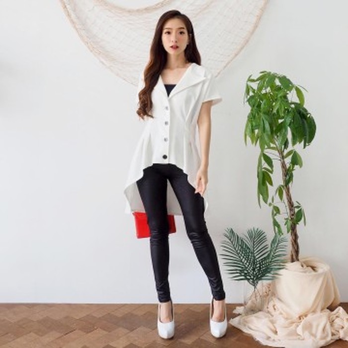 Atasan Scuba Ruffle Wanita CottonBells - B 7873 - Putih