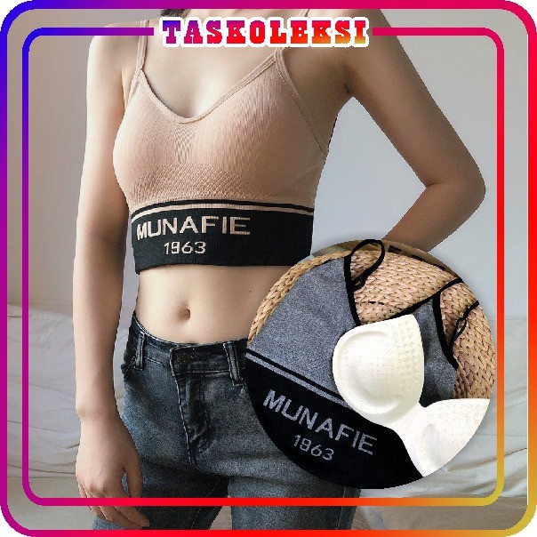 ☛TK☚ SPORT BRA MUNAFIE MOTIF BH TANPA KAWAT PAKAIAN DALAM WANITA FASHION OLAHRAGA PUSHUP IMPORT B042