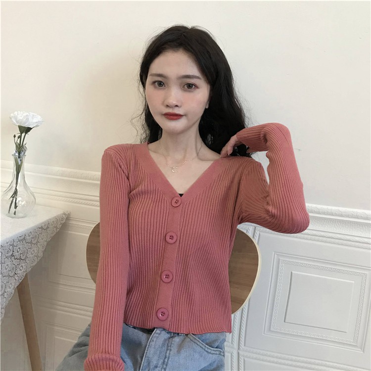 Newkoou Pakaian  wanita  Korea Sweater rajutan cardigan 