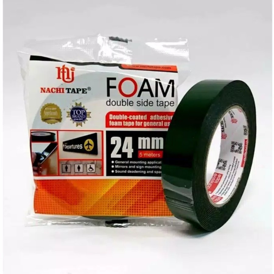 Jual ISOLASI DOUBLE TAPE FOAM NACHI 24MM DOBLE TIPE FOAM HITAM Shopee