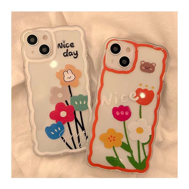 Soft Case TPU Transparan Motif Bunga Untuk Iphone 13 Pro Max / 12 / 11 / XS / XR / X / 8 / 7 / 6 Plus Mini SE 2020