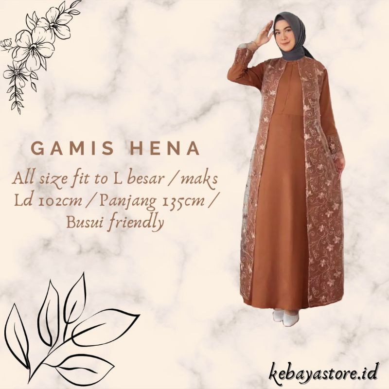[COD] Gamis Hena Busui TilLe Bordir Mutiara Maxi Dress Lebaran Brukat Tulle Baju Muslim