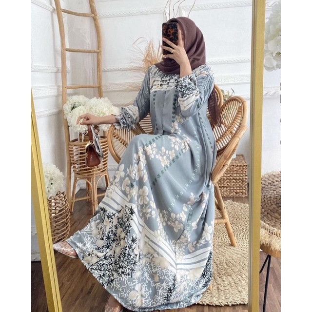 Gamis Anggrek M/L/XL/XXL/JUMBO Dress Pesta Syar'i Raya Lebaran Tali Serut Cantik Elegan