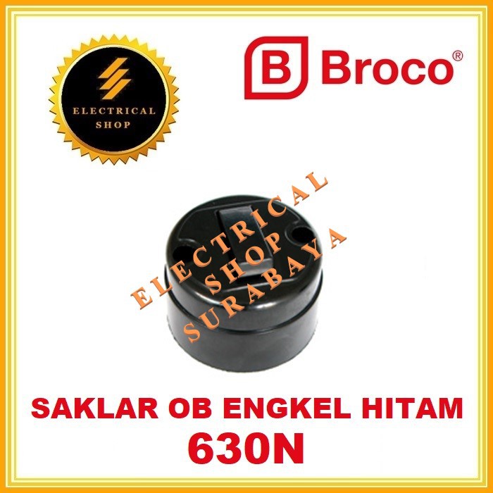 BROCO OB SAKLAR ENGKEL HITAM 630N (TERSEDIA HARGA GROSIR) SINGLE SWITCH OUTBOW BULAT TEMPEL