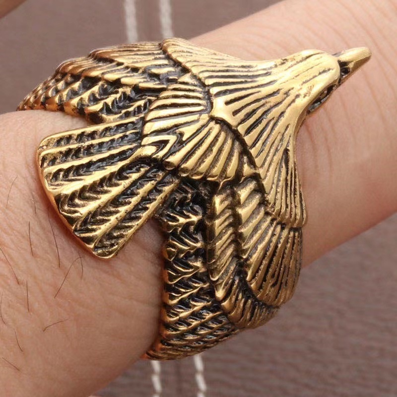 New Personality Retro Takahashi Goshen Flying Eagle Men's Domineering Open Ring