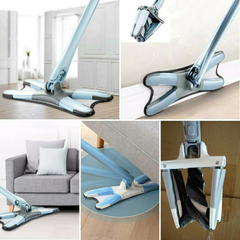 Flat mop X shape pel peras otomatis