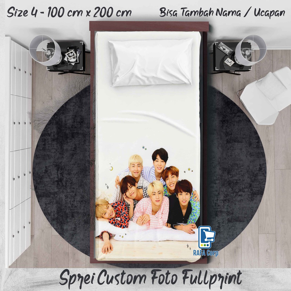 Sprei Custom Fullprint Gambar Artis Korea Kpop BTS