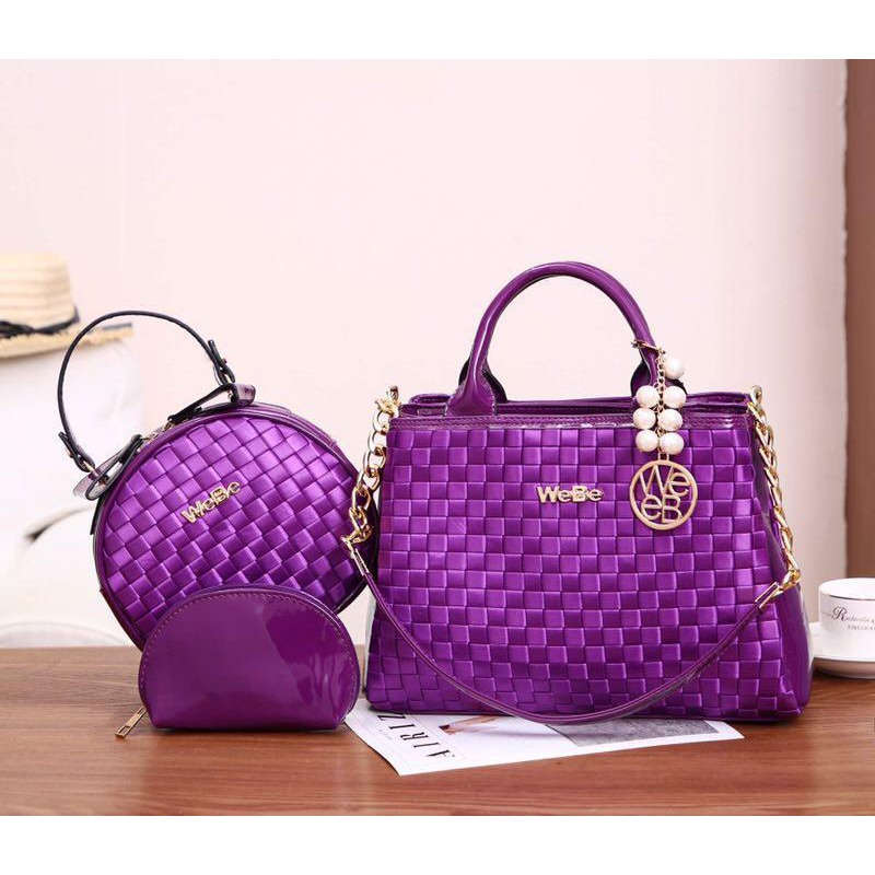 Tas Webe #1782# set 3in1 / Tas Wanita Glossy / Tas Webe Wanita