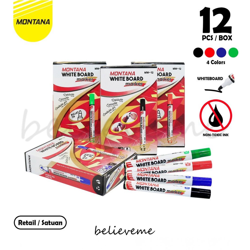 

MONTANA Spidol Whiteboard Warna Hitam Satuan Grosir