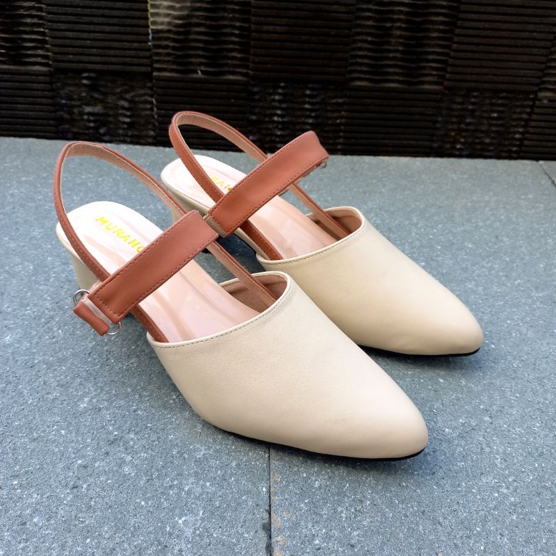 Murano Alina Cream Tali Coklat Sepatu Super Big Size Jumbo  41-46