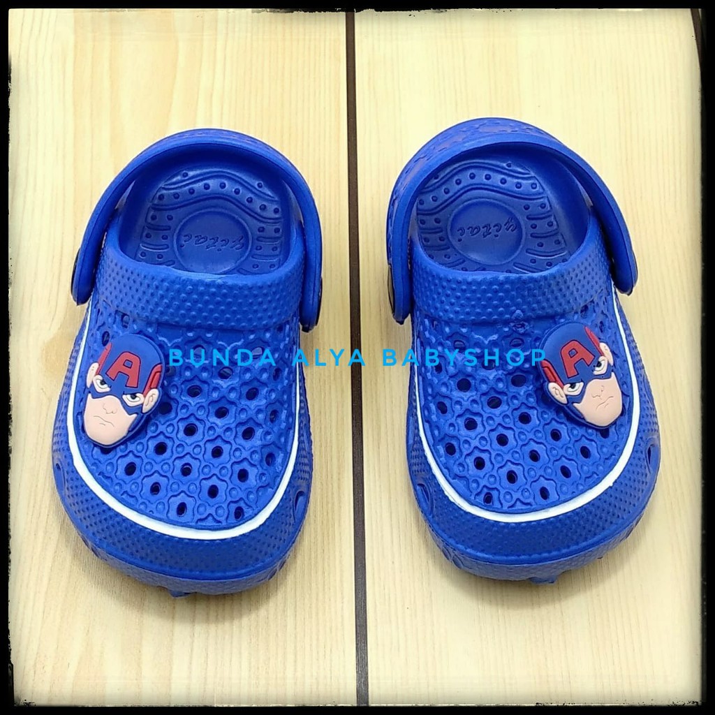 Sendal  Bayi Usia 6 - 12 Bulan Karet NAVY - Sepatu Sandal Anak Cowok Anti Licin Superhero Size 18 - 19