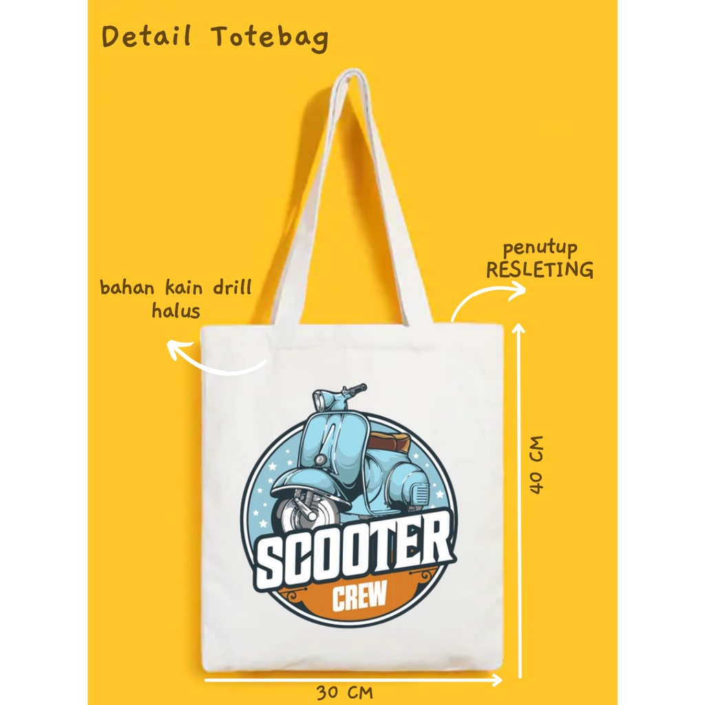 PART A100 VESPA New totebag (resleting) dan Stringbag ransel serut aesthetic printing premium (A100) || kiiyoomii ||