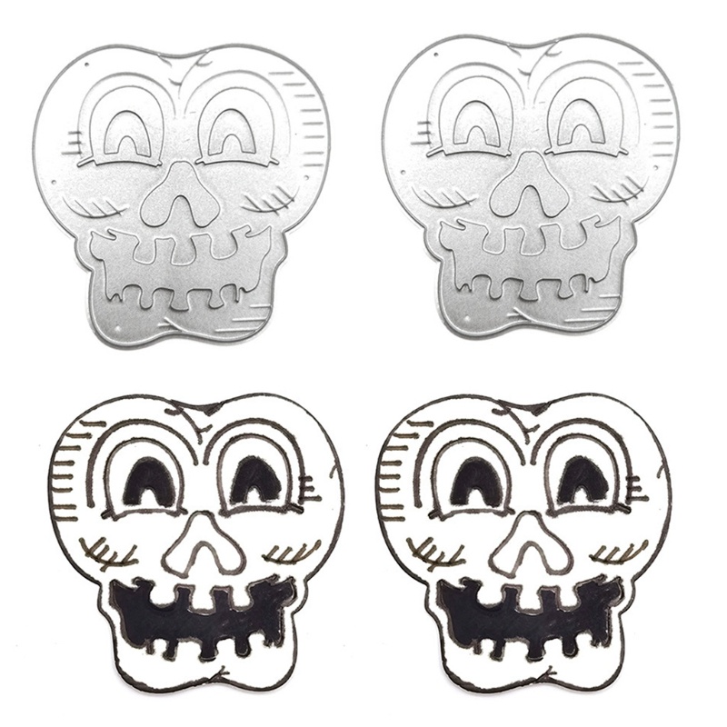 Cetakan Stensil Cutting Dies Motif Hantu Tengkorak Halloween Bahan Metal Untuk Scrapbook / Craft DIY / Embossing