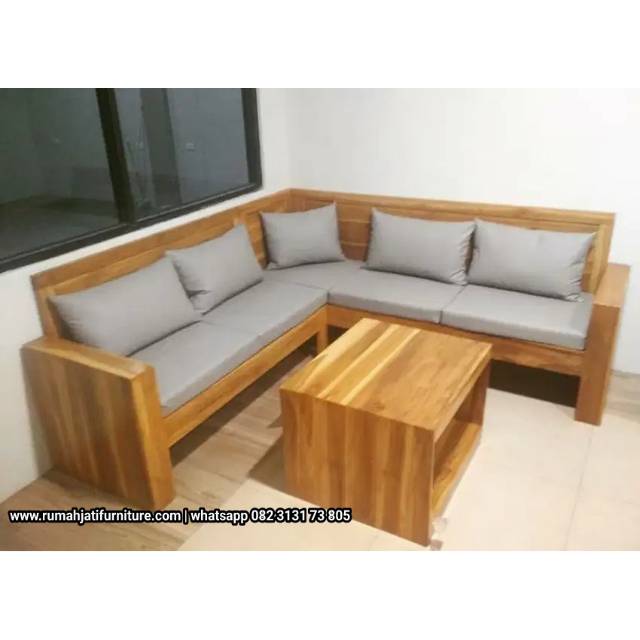 Kursi Tamu Sudut Mininalis Kayu Jati Terbaru Sofa Sudut Minimalis Sofa Sudut Sarjana Mebel Shopee Indonesia