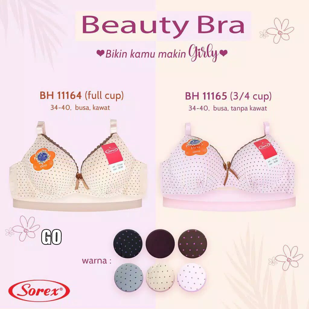 gof SOREX BH 11164 Kawat Bra Wanita Busa Sedang 2 Kait Cup Sedang Polkadot