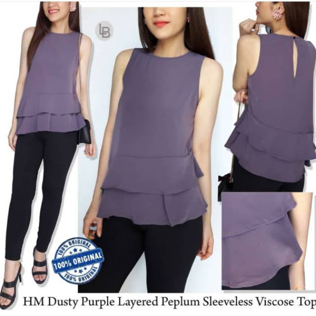 Hnm h*m layered purple black sleeveless blouse