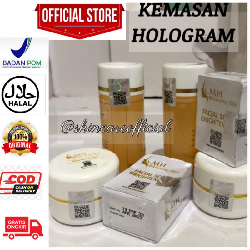 Mh Whitening Skin 1 Paket Orginal 100% BPOM RI Penghilang Flek Pemutih Wajah Glowing Wajah