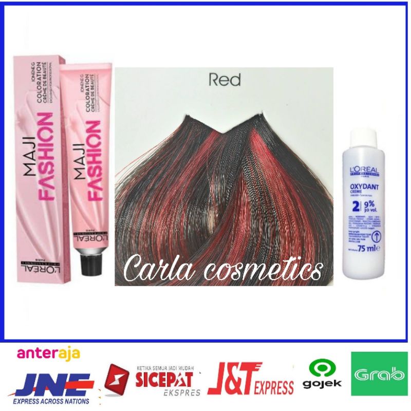 cat rambut Loreal majifashion Red + oxidant , highlight cat rambut loreal majifashion, hair color Lo