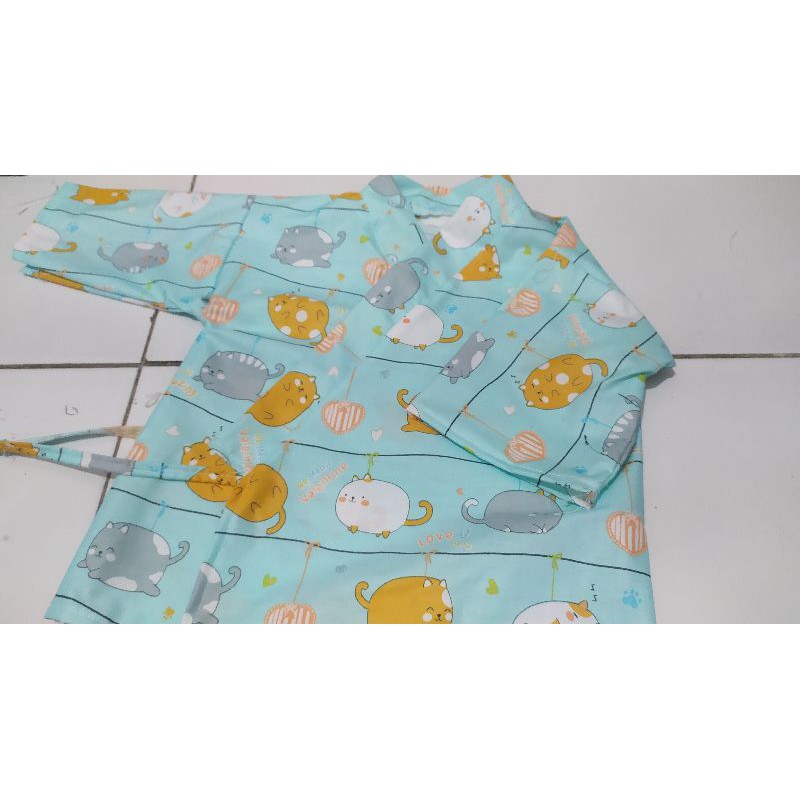 YUKATA KIMONO JINBEI PIYAMA PIJAMAS JEPANG KUCING NEKO FULL KATUN