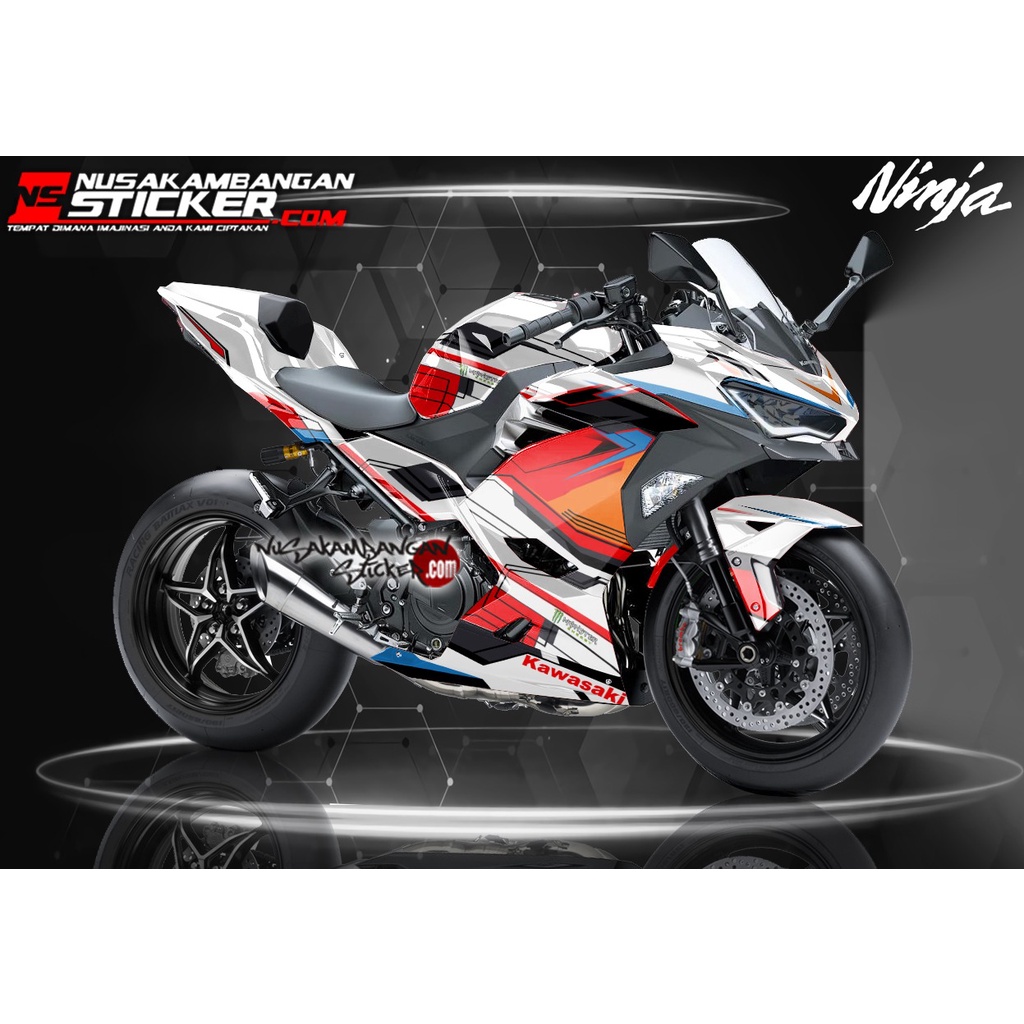 Stiker Decal Motor Kawasaki Ninja 250 fi New Full Body Putih Merah Grafis Racing Team Sticker Varias