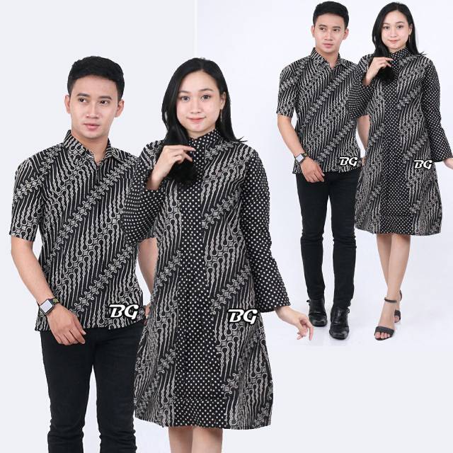 Couple tunik seno kombinasi polkadot