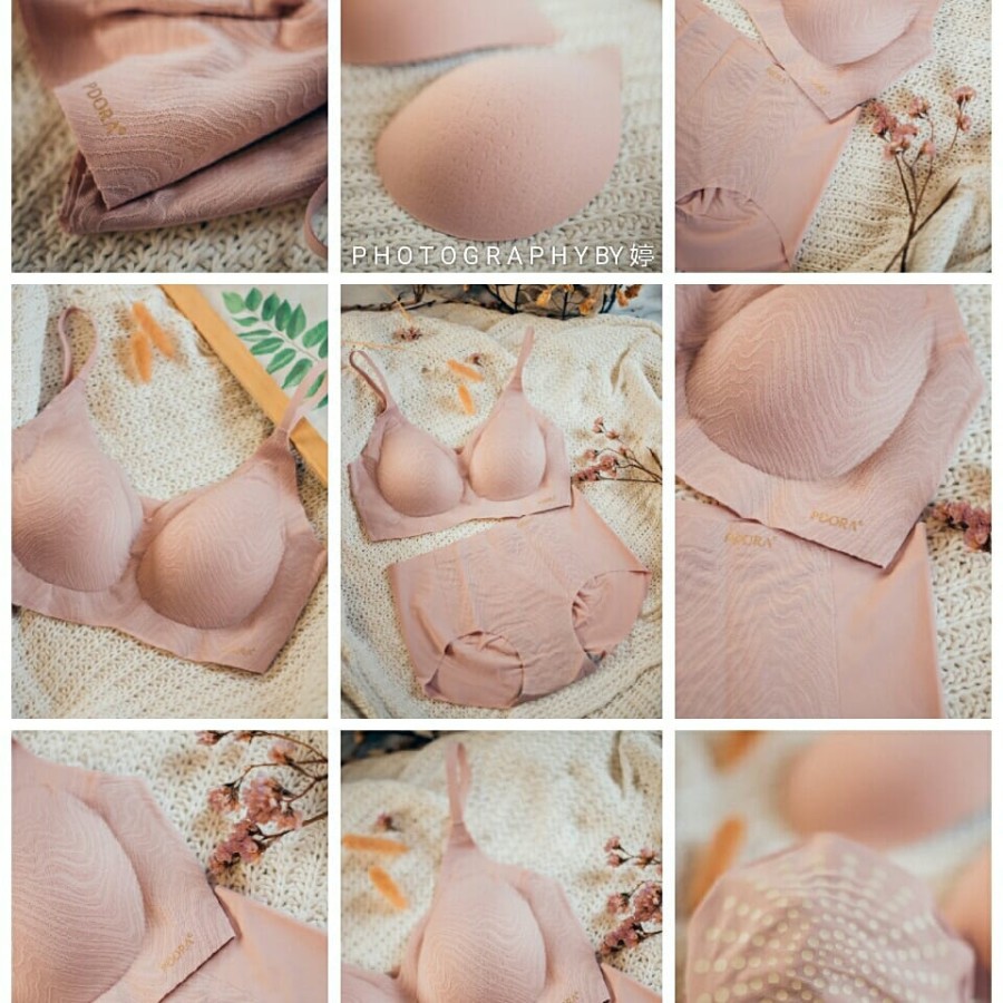 Pdora Bra ion negatif / bra sport tipe Lace tali kecil - Ungu &amp; Pink