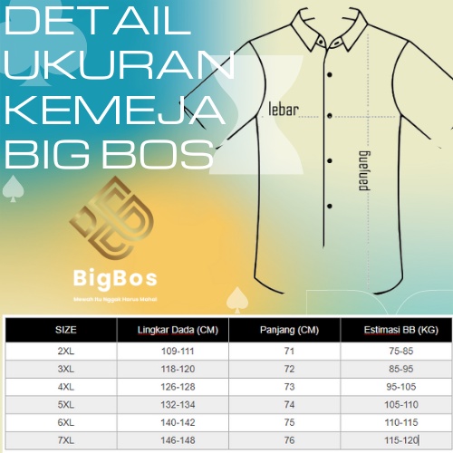 Kemeja Casual Polos Pria Lengan Pendek Hem Big Size Super Jumbo Kemeja Oversize XXL Sampai 8XL