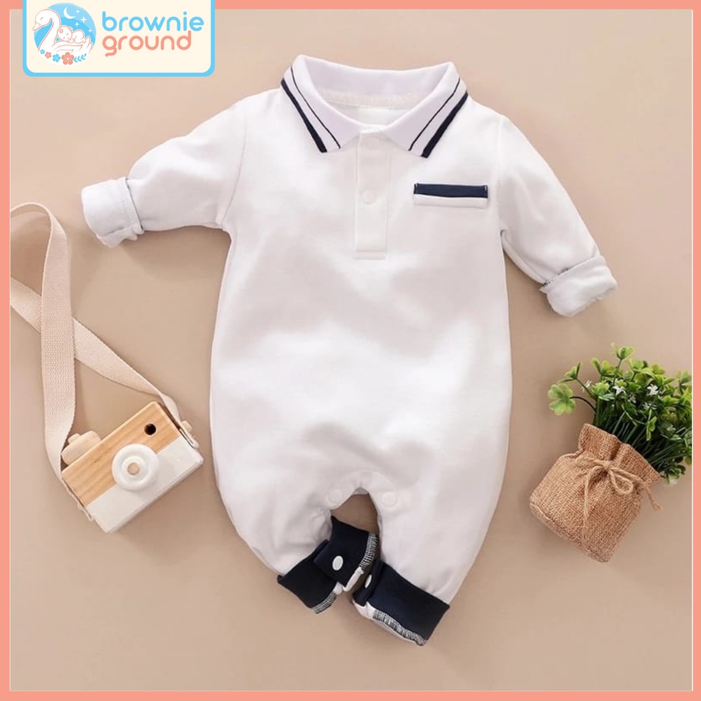 Jumper bayi lakilaki 0-24 bulan PUTIH POLOS / baju bayi lengan panjang / jumper santai baby