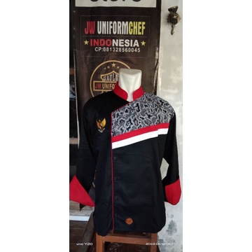 Baju Chef Baju Koki Lengan Panjang  INDOCHEF UNIFORM (IC 209)Kombinasi Batik Harga Murah