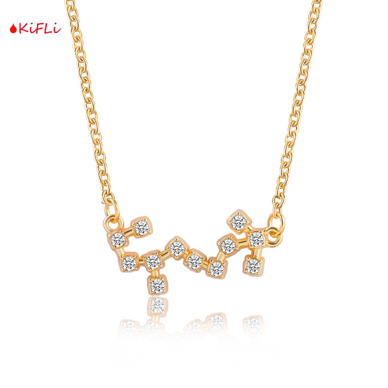[Bayar Di Tempat],New 12 Constellation Kalung,Choker Dengan Liontin Bentuk Huruf,Dan Hiasan Berlian