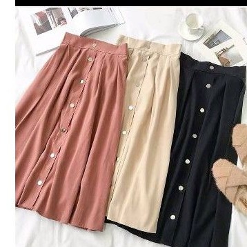 ROK MAYUNG SUEDE KANCING BUTTON MAXI ROK PANJANG MAYUNG