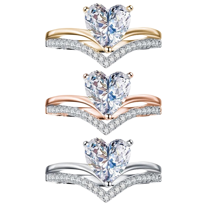Cincin 925 Sterling Silver Hias Berlian Sapphire Bentuk Hati Warna Putih Untuk Pernikahan