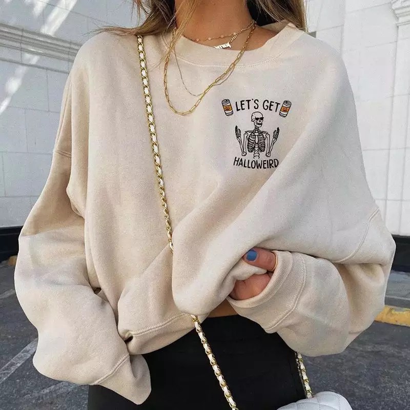 SWEATER BASIC WANITA LETS GET HA;LLOWEIRD TEBAL TERBARU,