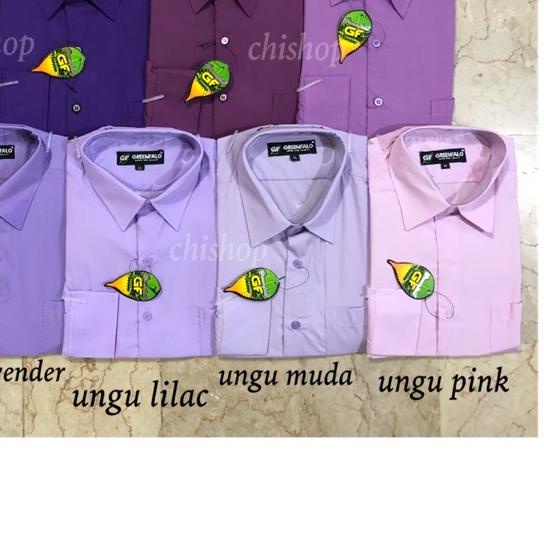 KEMEJA PRIA GREENFALO-KEMEJA POLOS LENGAN PANJANG PRIA WARNA UNGU / UNGU MUDA / UNGU LAVENDER / UNGU