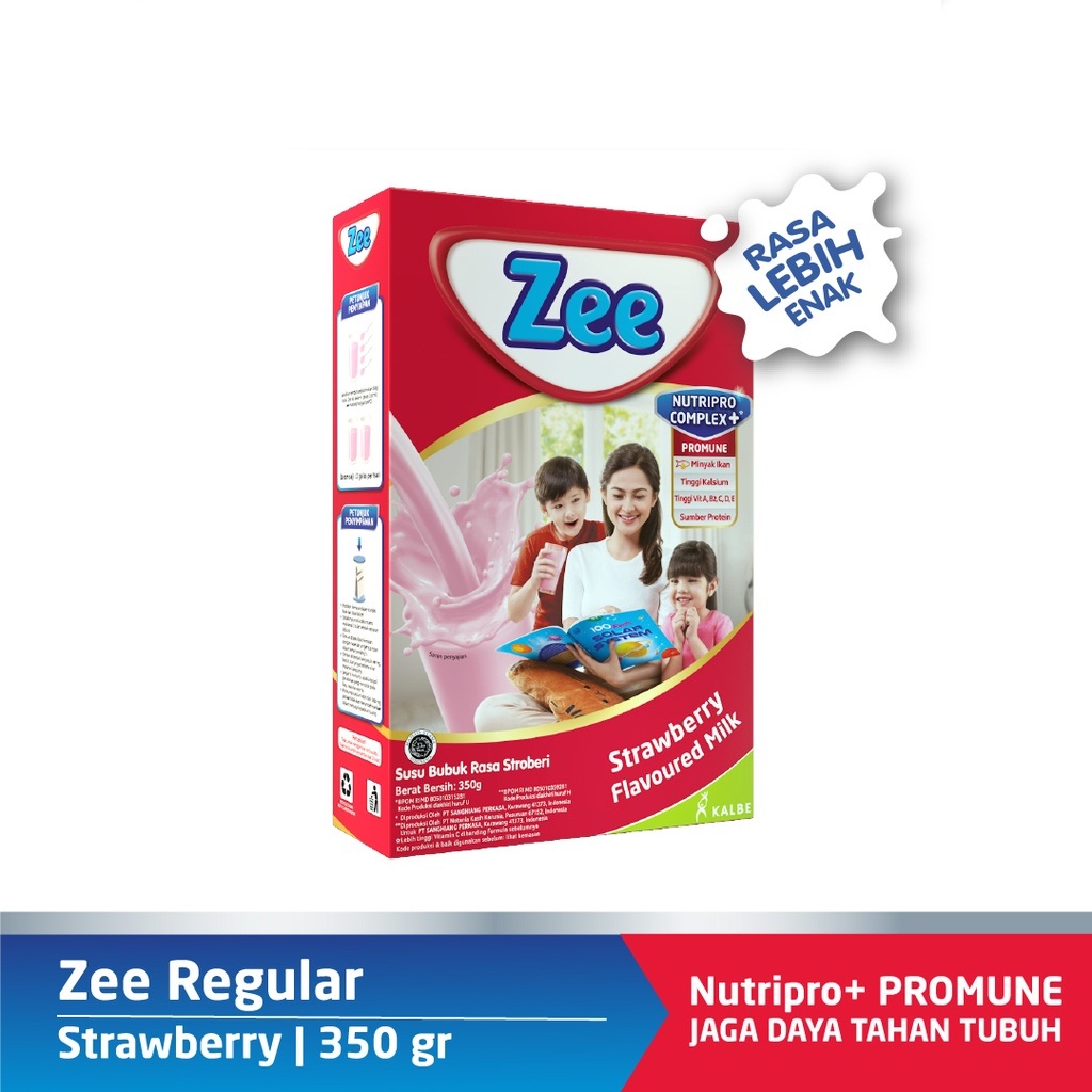 ZEE Reguler Stroberi 350gr Susu Pertumbuhan Anak 3-12 Tahun