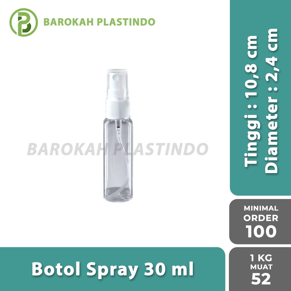Botol Spray 30 ml (MINIMAL 100 PCS) / Botol Plastik 30 ml / Botol Hand Sanitizer 30 ml / Botol Parfu