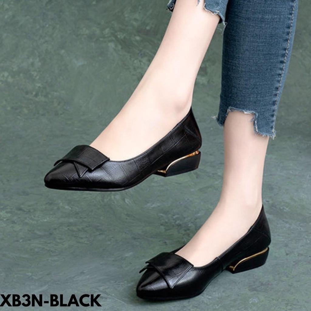 FLAT SHOES WANITA CROCO ELEGANT KERJA KANTOR STYLE BAHAN KULIT IMPORT B3N