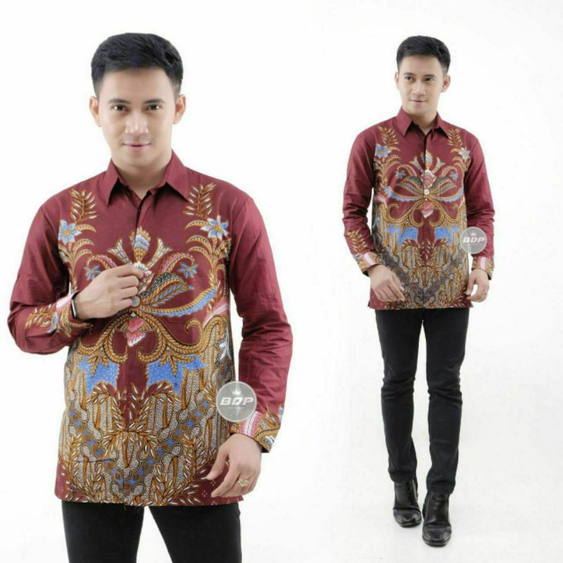 NEW ARRIVAL DISTRO BATIK PRIA BORDIR SOGAN HRB026 BATIKAF NOTOARTO BATIK IPNU-IPPNU HEM PRIA-Kmj Keraton merah