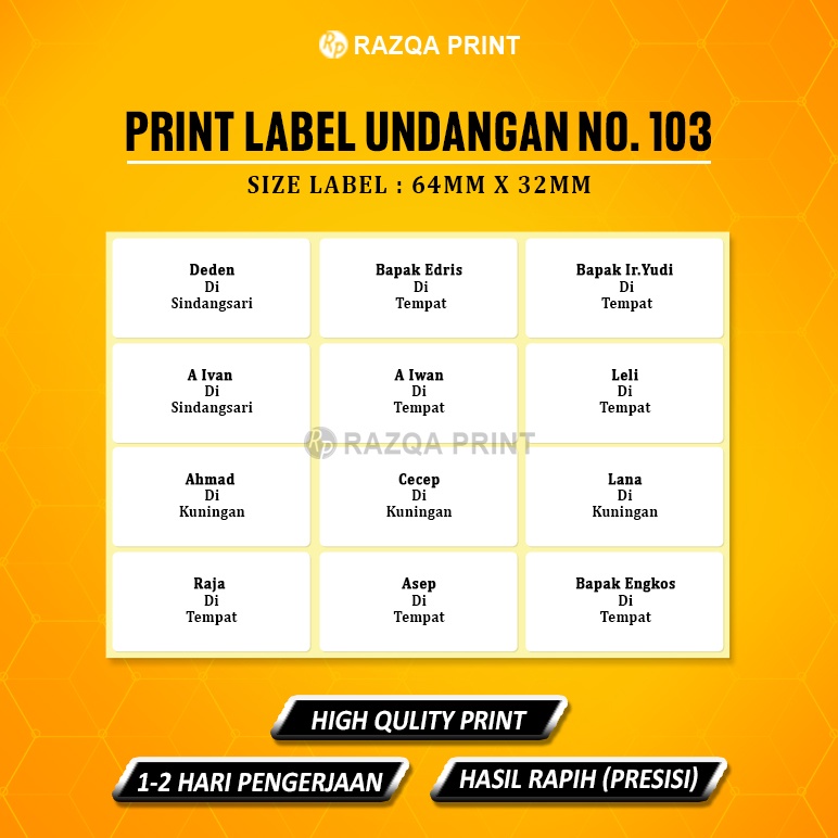 

Print Label Undangan Pernikahan/Print Stiker Nama Label No.103