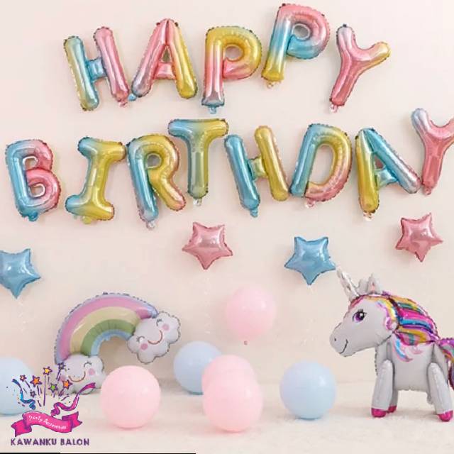 UNICORN GRADIEN SET DEKORASI BALON  FOIL UNICORN BALON  