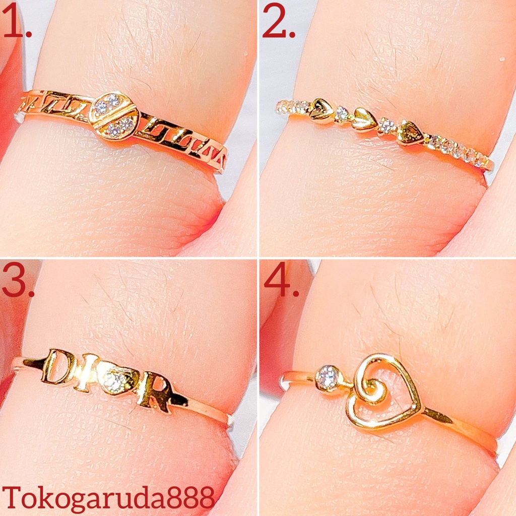 Cincin anak dan dewasa emas asli kadar 700 70 16k beige gold love heart hati sebaris halo round permata bling branded dior sebaris aesthetic korean ringan setengah lebih 1 satu gram gr g nomor 10 11 12 13 14 15 16 17