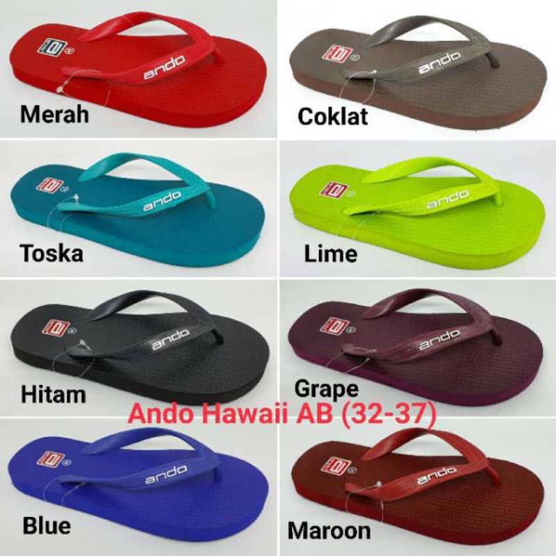 sandal jepit anak cowok kecil+tanggung merek ando hawaii ukuran 28-37