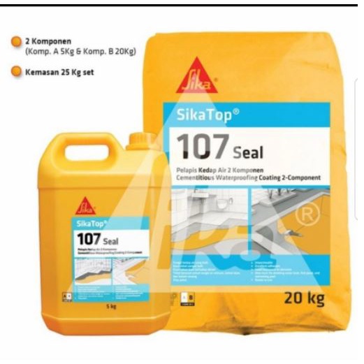 SikaTop 107 Seal AB 25kg/ Sika Top 2 Komponen 1 Sak/ Semen Cairan Anti Bocor Anti Rembes Untuk Dak K