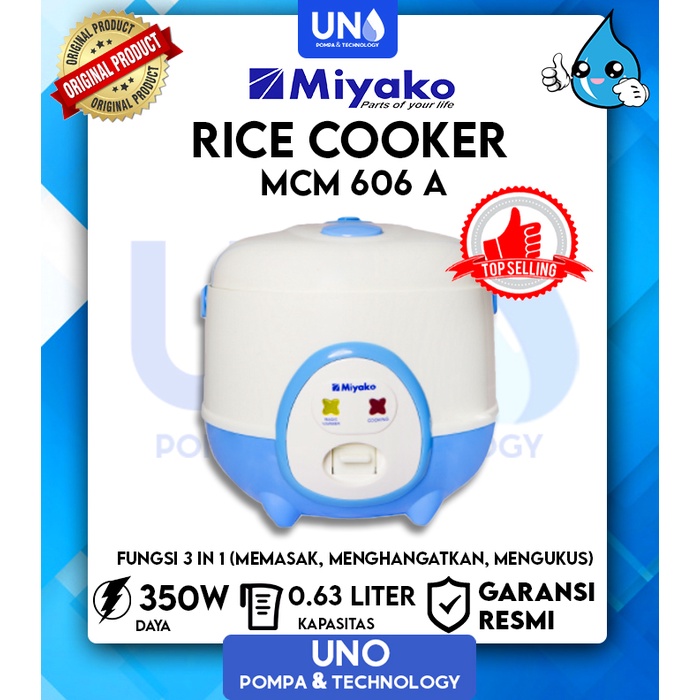 Miyako Magic Com Rice Cooker Penanak Nasi 0.6 Liter MCM 606 A / MCM606A / MCM-606 A