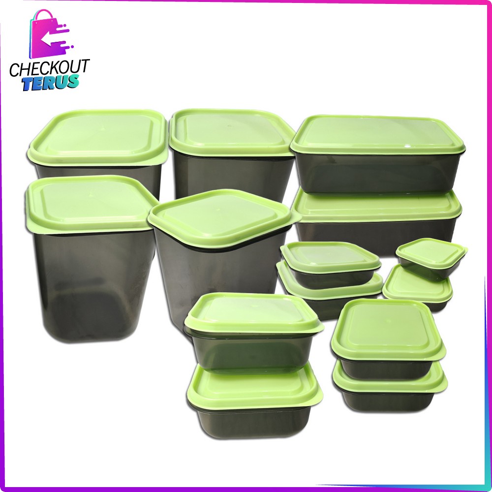 CT C425 Toples Plastik Set isi 14pcs BPA FREE Snack Kontainer Penyimpanan Makanan Food Storage Box Smoke Sealware