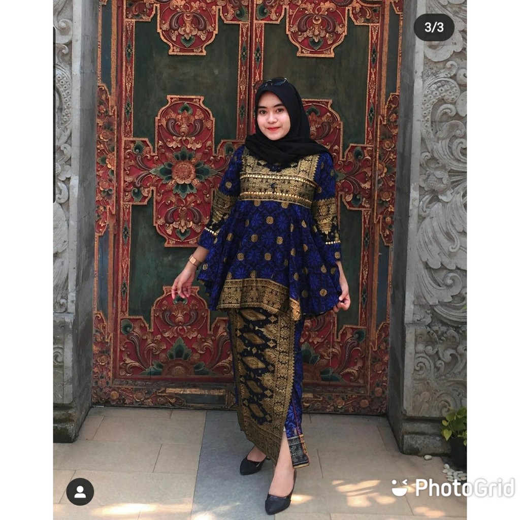 SETELAN PEPLUM BABYDOLL MOTIF SONGKET BATIK JUPRI PALEMBANG RUMAH KEBAYA BANDUNG RUMAH SONGKET BANDUNG