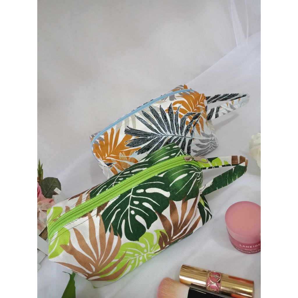 POUCH MAKEUP KANVAS PERSEGI PANJANG MOTIF/POUCH KOSMETIK/TAS KOSMETIK/TAS MAKEUP/KANTONG KOSMETIK